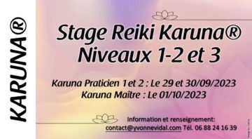 Stage d’initiation au Reiki Karuna niveaux 1, 2 et 3